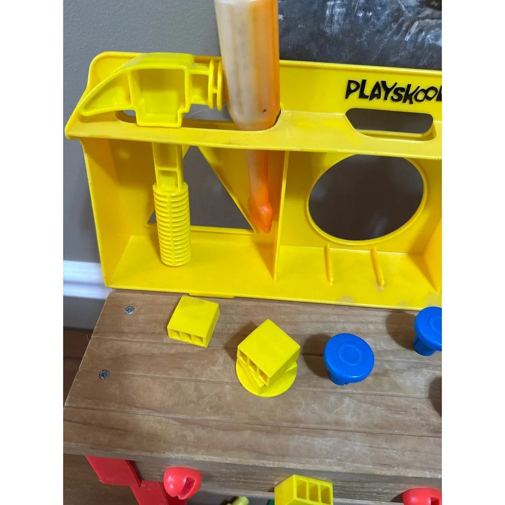 Playskool Vintage Wood and Plastic Workbench Kids Tool Bench Playset Toy